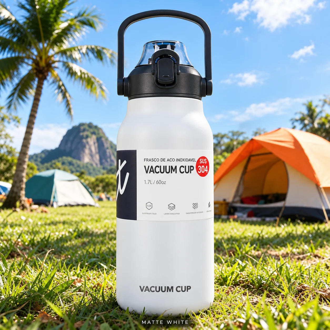 Garrafa térmica 1,7 L na cor branca